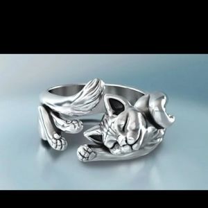 New Adjustable Silver Kitty Wrap Style Ring
